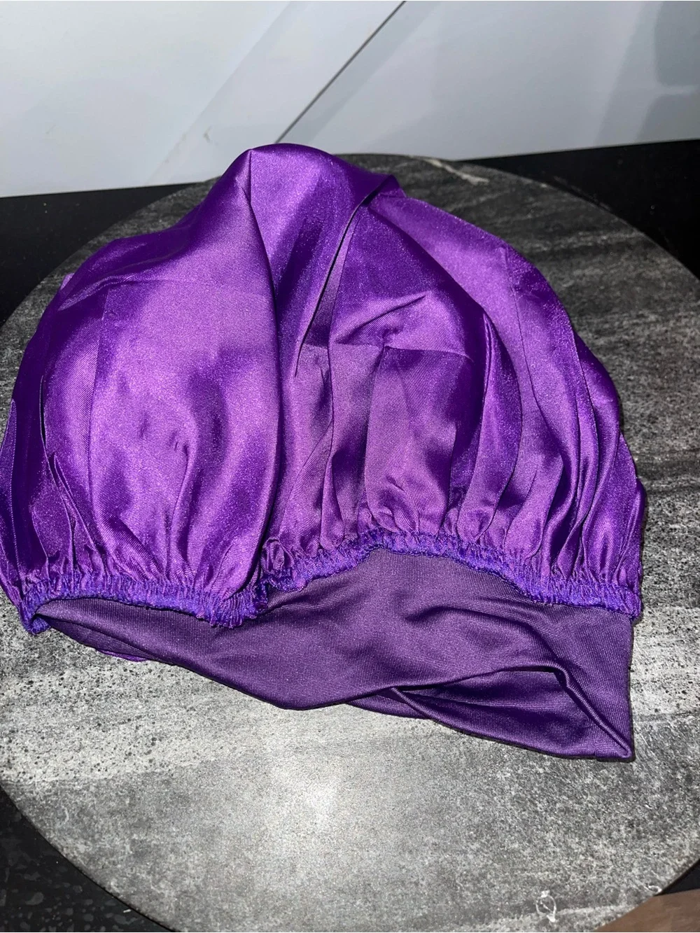 Purple Satin Sleep Bonnet for Adults - Stretchy Nightcap
